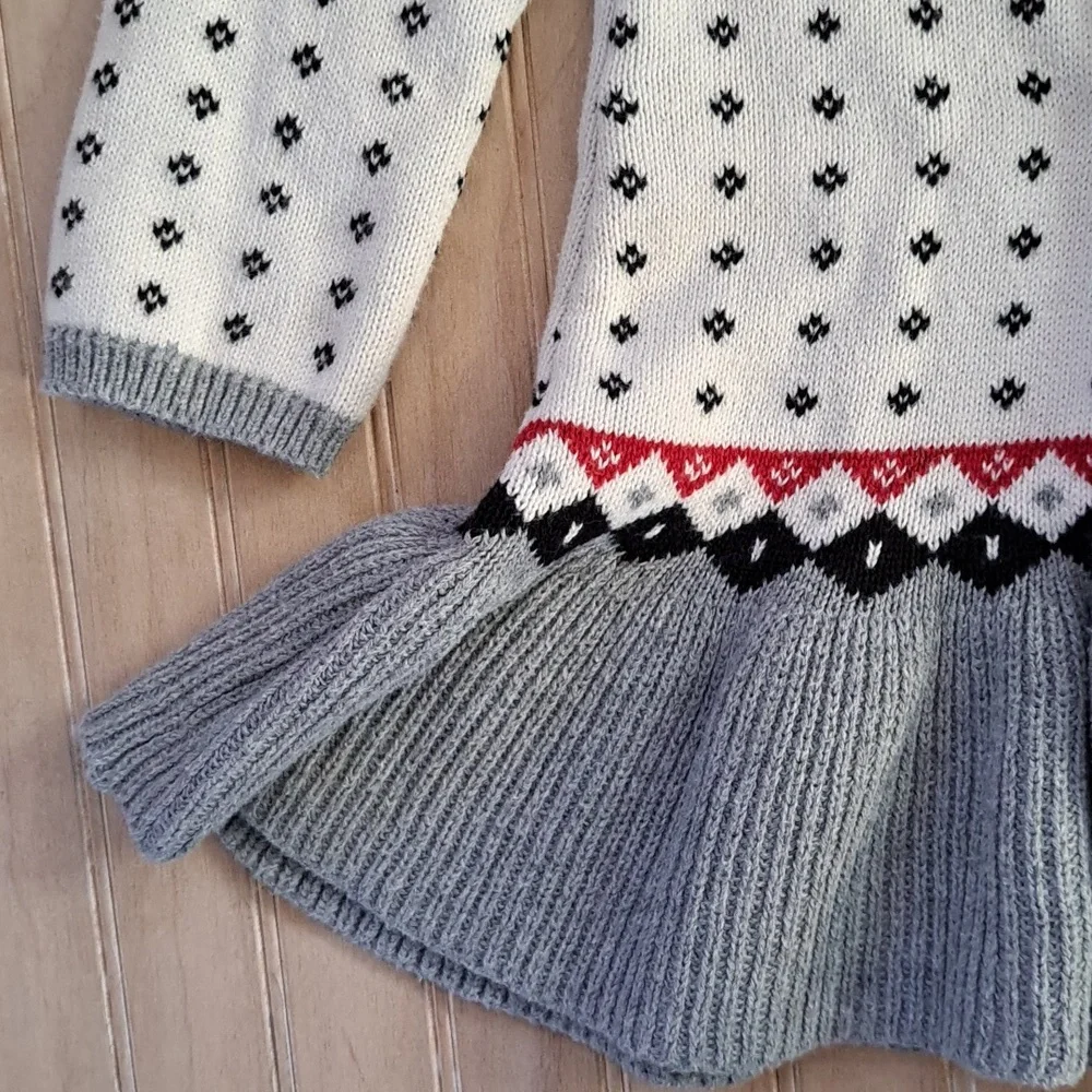 Gymboree Toddler Fair Isle Sweater Dress Nordic Holiday Knit Cotton Ruffles